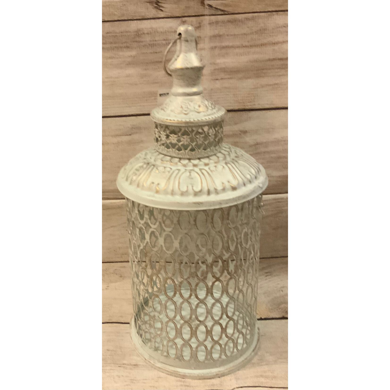 Gerson White Brushed Metal Lantern Medium