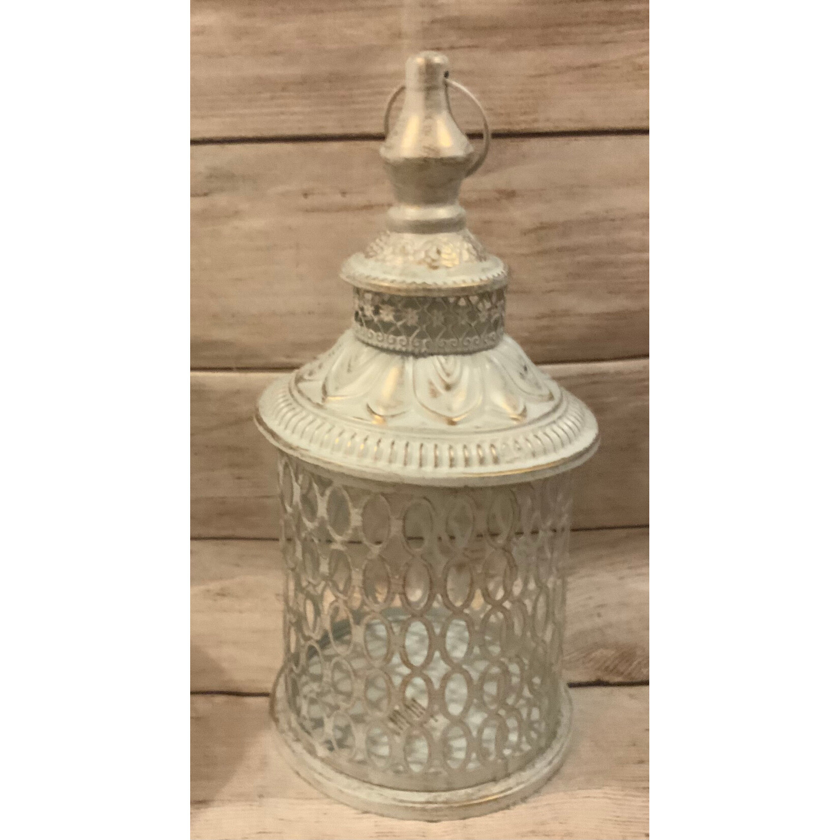 Gerson White Brushed Metal Lantern Small