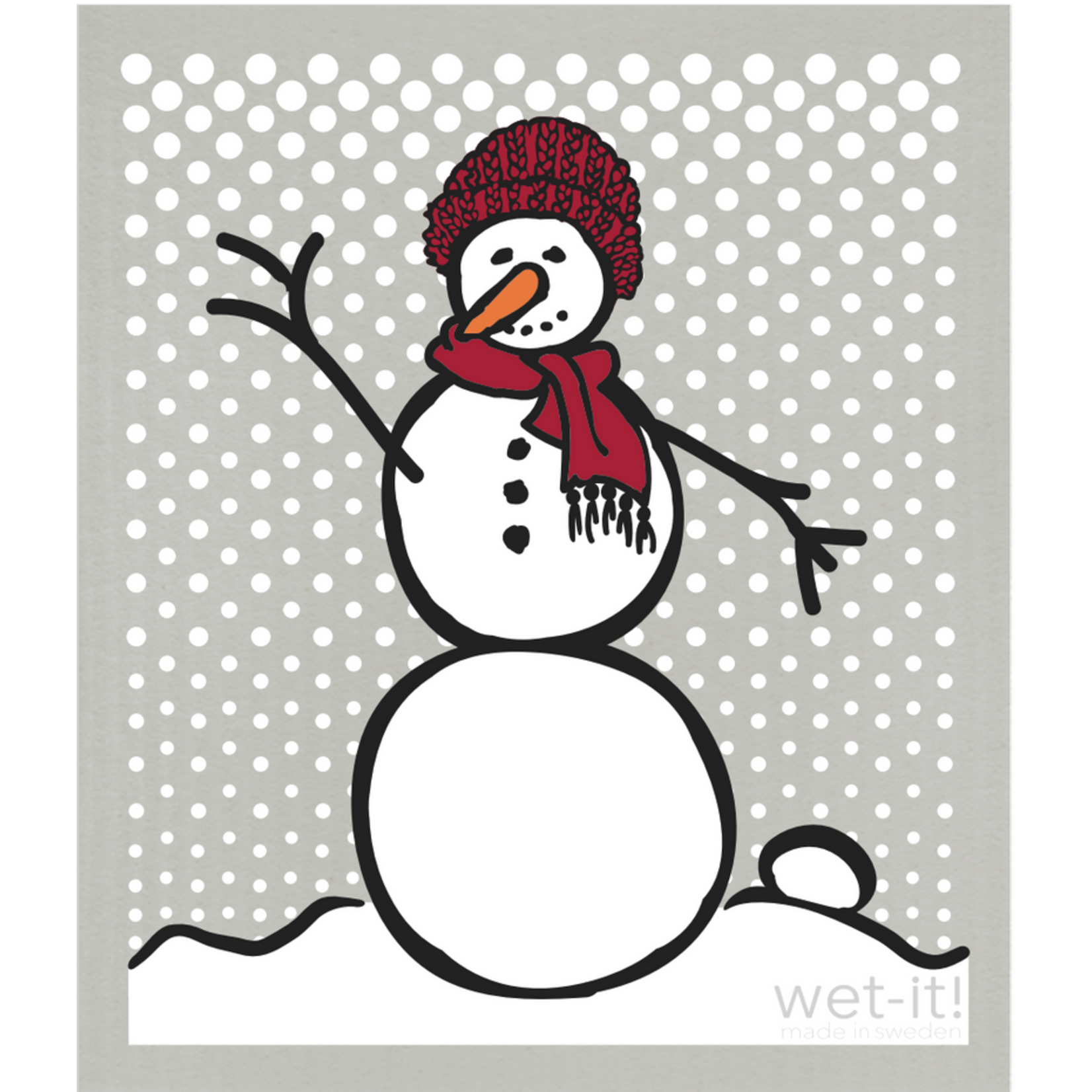Swedish Treasures Wet it! Snowman Red/Gray Swedish Dishcloth