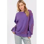 Sewn and Seen Sewn and Seen Mineral Wash French Terry Vintage Patch Top Purple