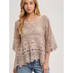Bluivy Bluivy Sheer Crochet High-Low Top Latte