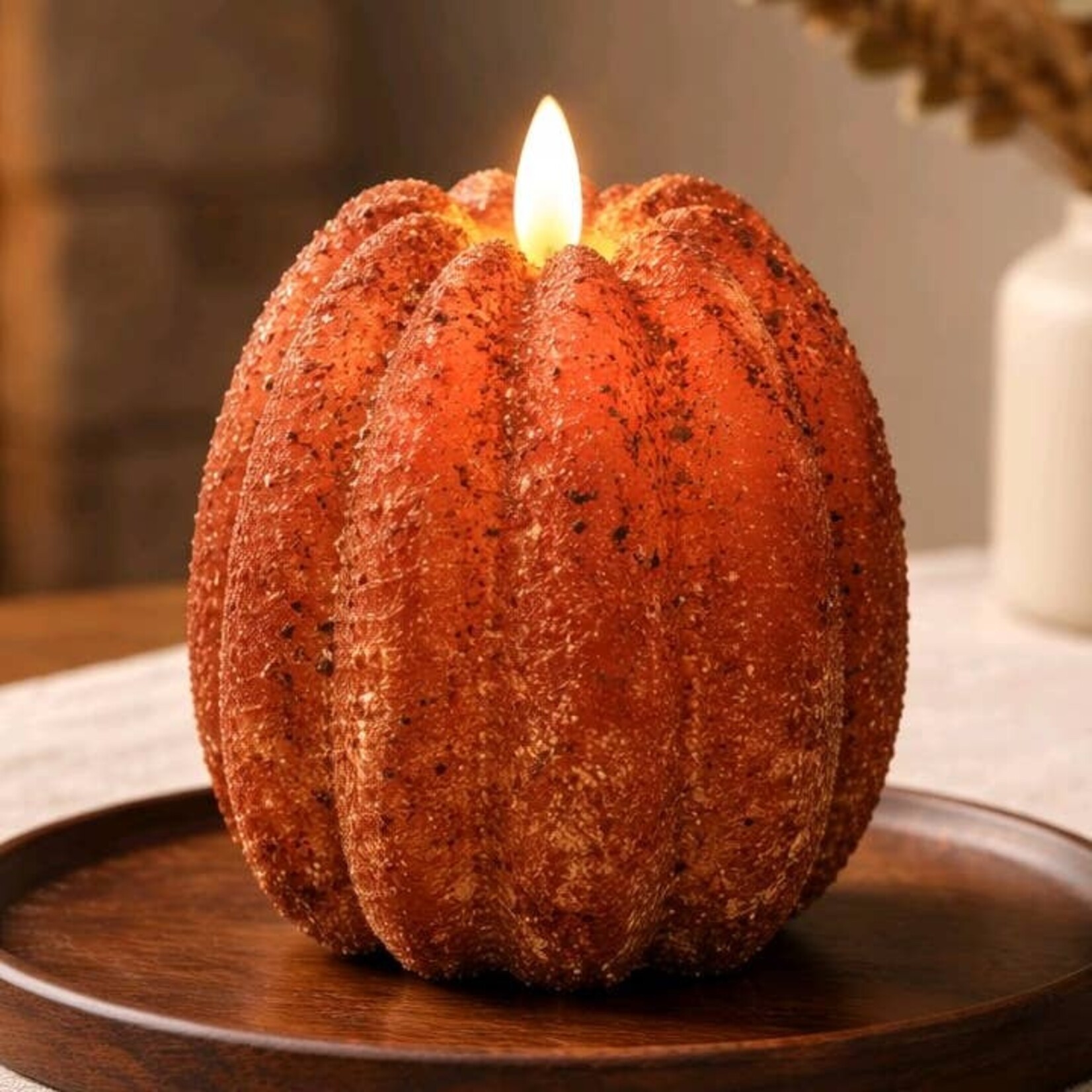 Wholesale Home Decor Pumpkin Candle w/Realistic Flame & Timer Small