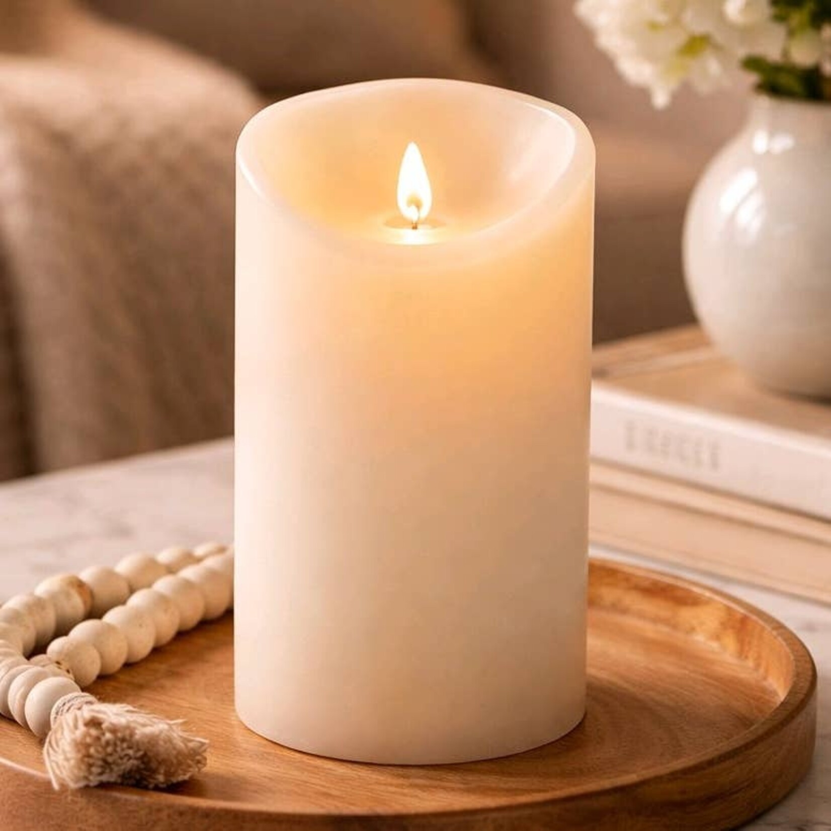 Wholesale Home Decor Cream LED Timer Candle 3x6