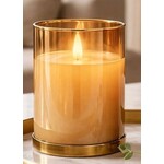 Wholesale Home Decor Amber Glass Battery Candle 3x4