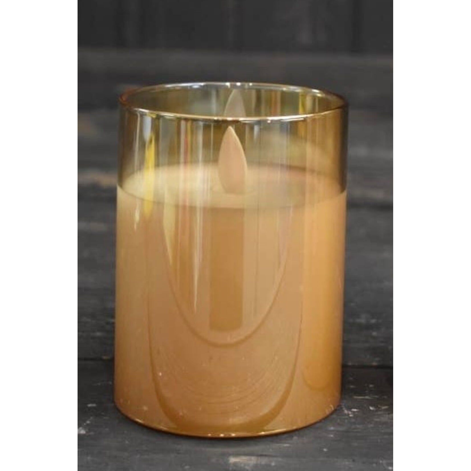 Wholesale Home Decor Amber Glass Battery Candle 3x4