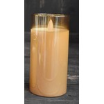 Wholesale Home Decor Amber Glass Battery Candle 3x6