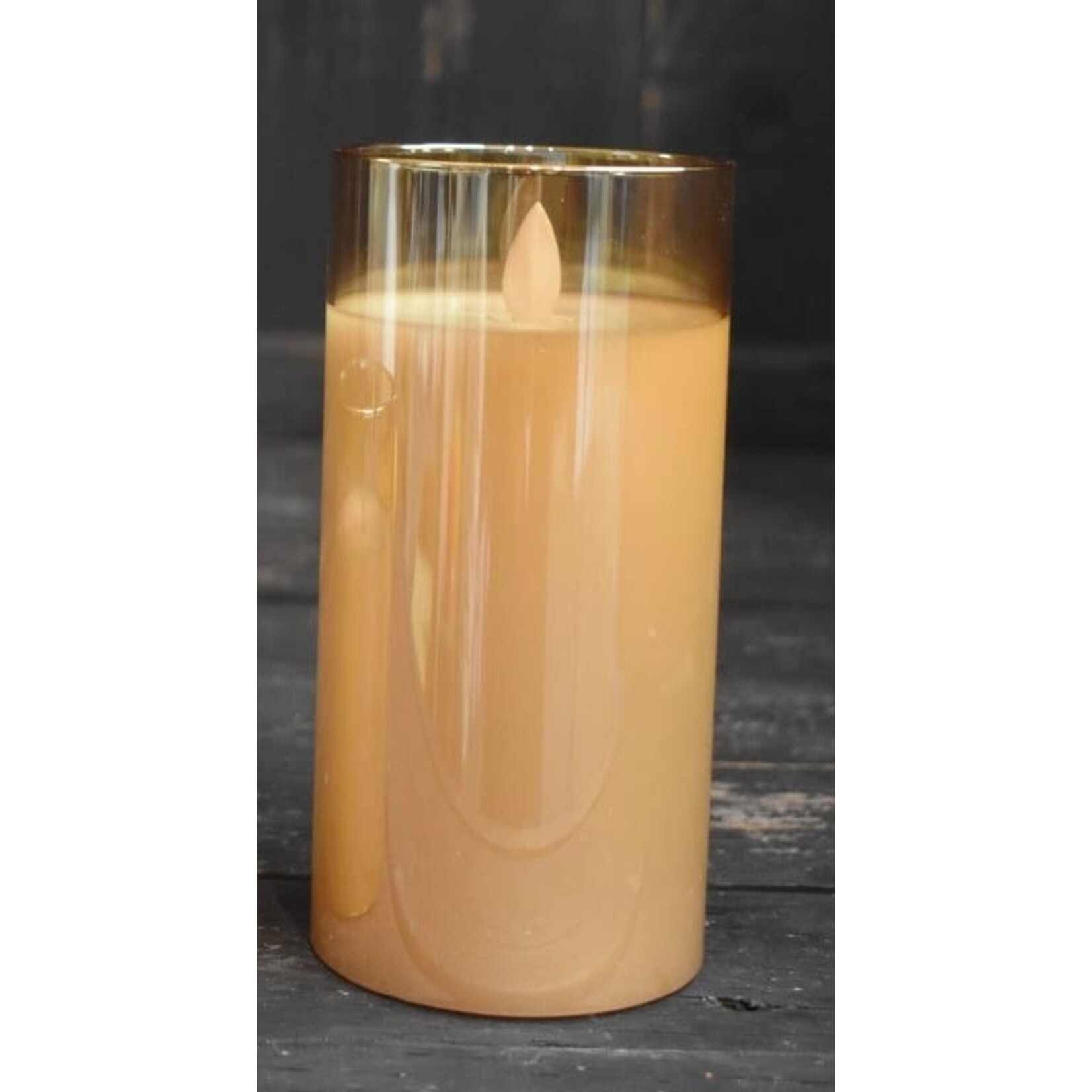 Wholesale Home Decor Amber Glass Battery Candle 3x6
