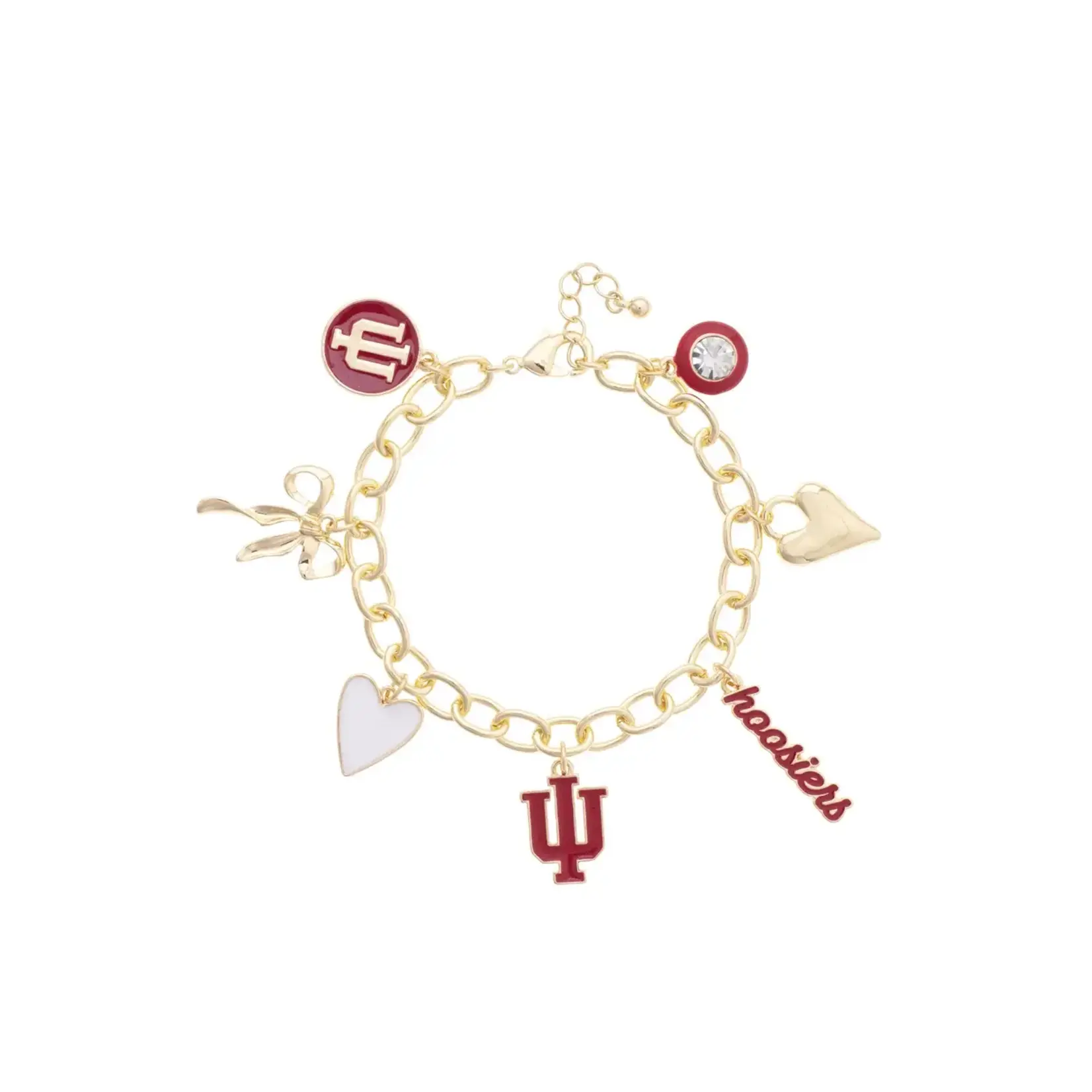 Canvas Canvas Style Indiana Hoosiers Enamel Icons Charm Bracelet Shiny Gold