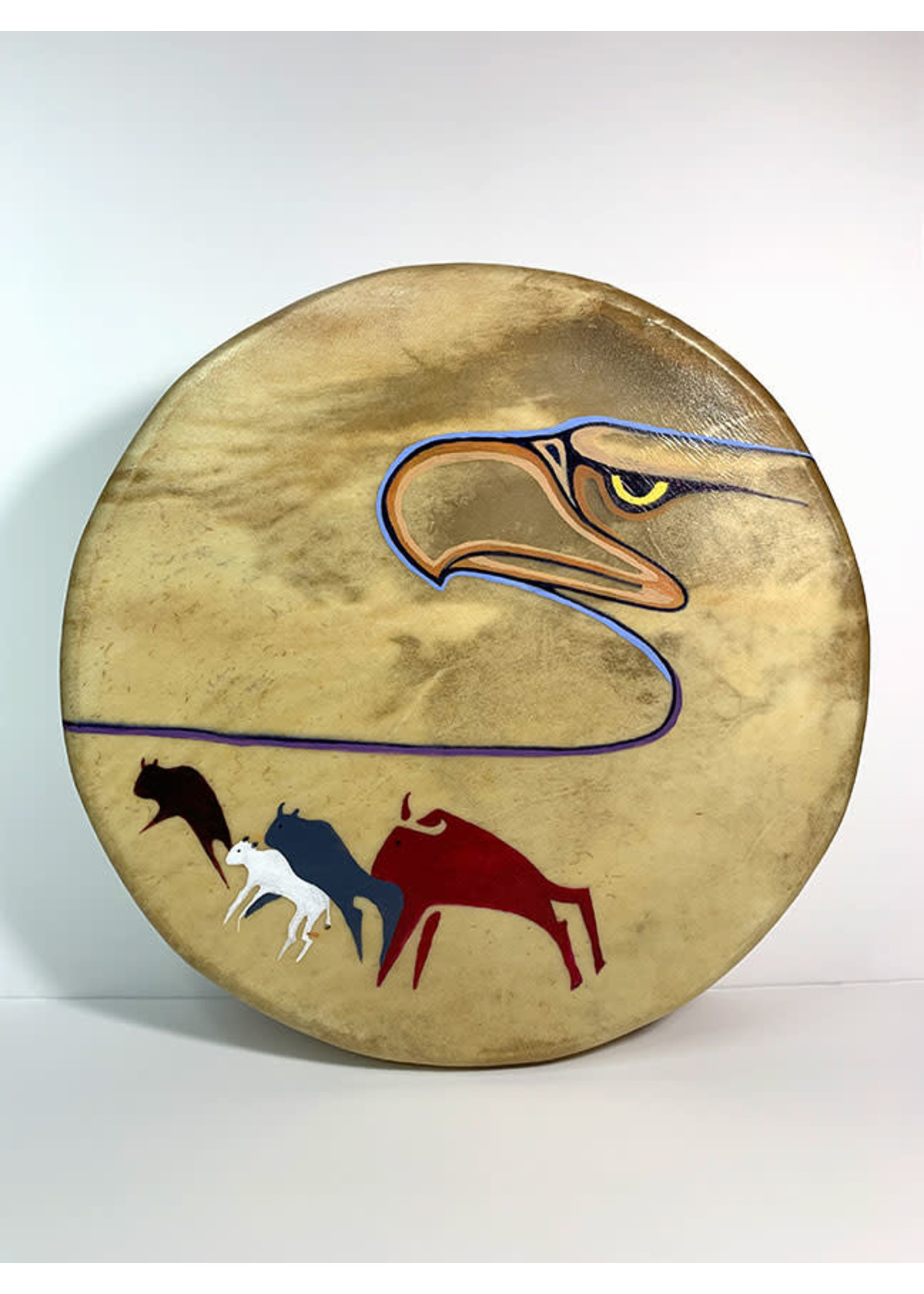 Circle of Eagles Eagle & Figures Painted Drum (SOLD)