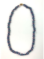 Circle of Eagles Beaded Flower Necklace - Gunmetal, silver lined purple & crystal