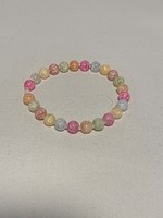 Stretch Bracelet Multicolor with Gold Lines Pearl Beads