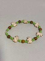 Stretch Bracelet Elephant with Green and Brown Beads