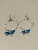 Large Hoop Earrings Light Blue Dragonfly (SOLD)