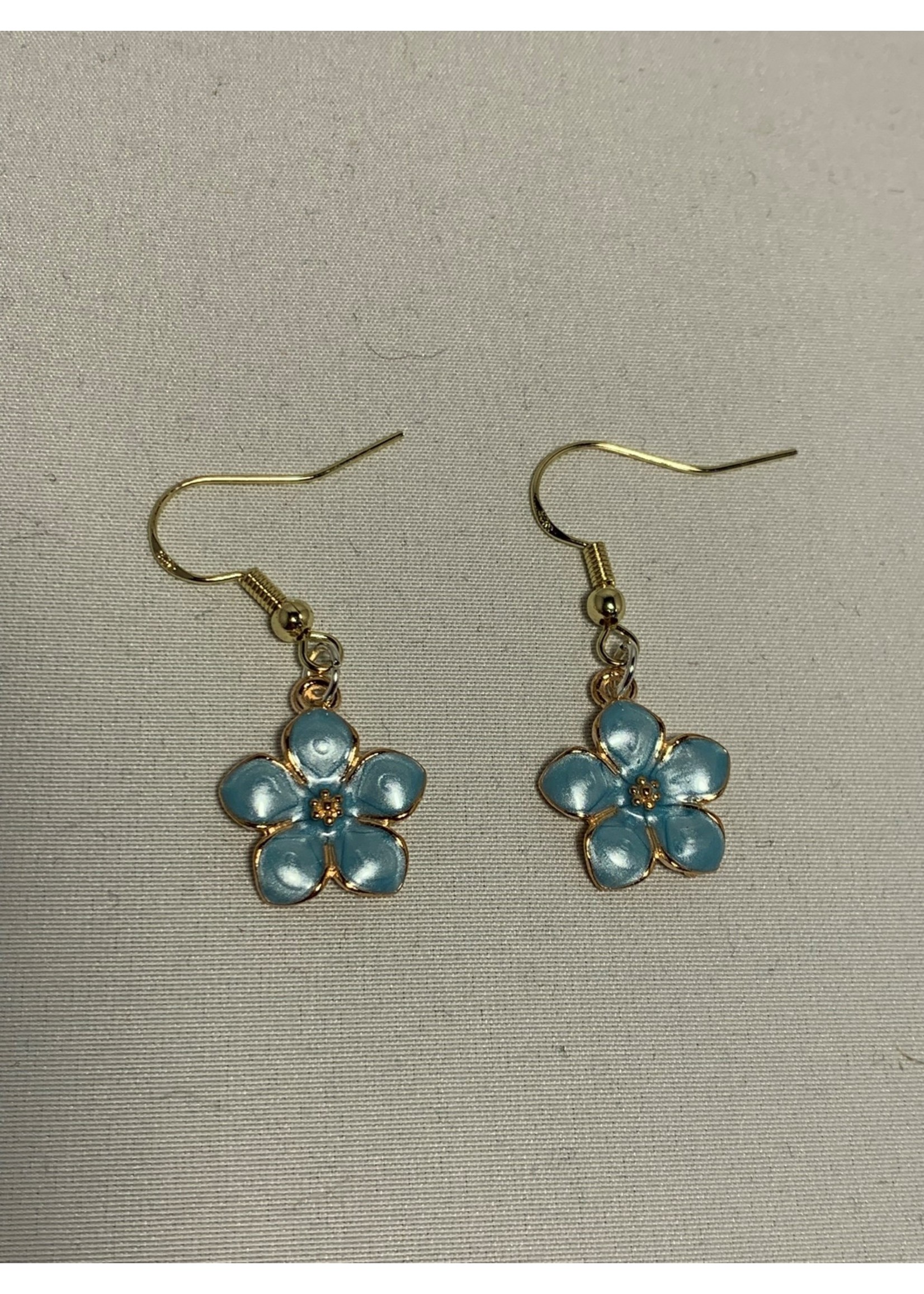 Earrings Pearl Blue Flowers