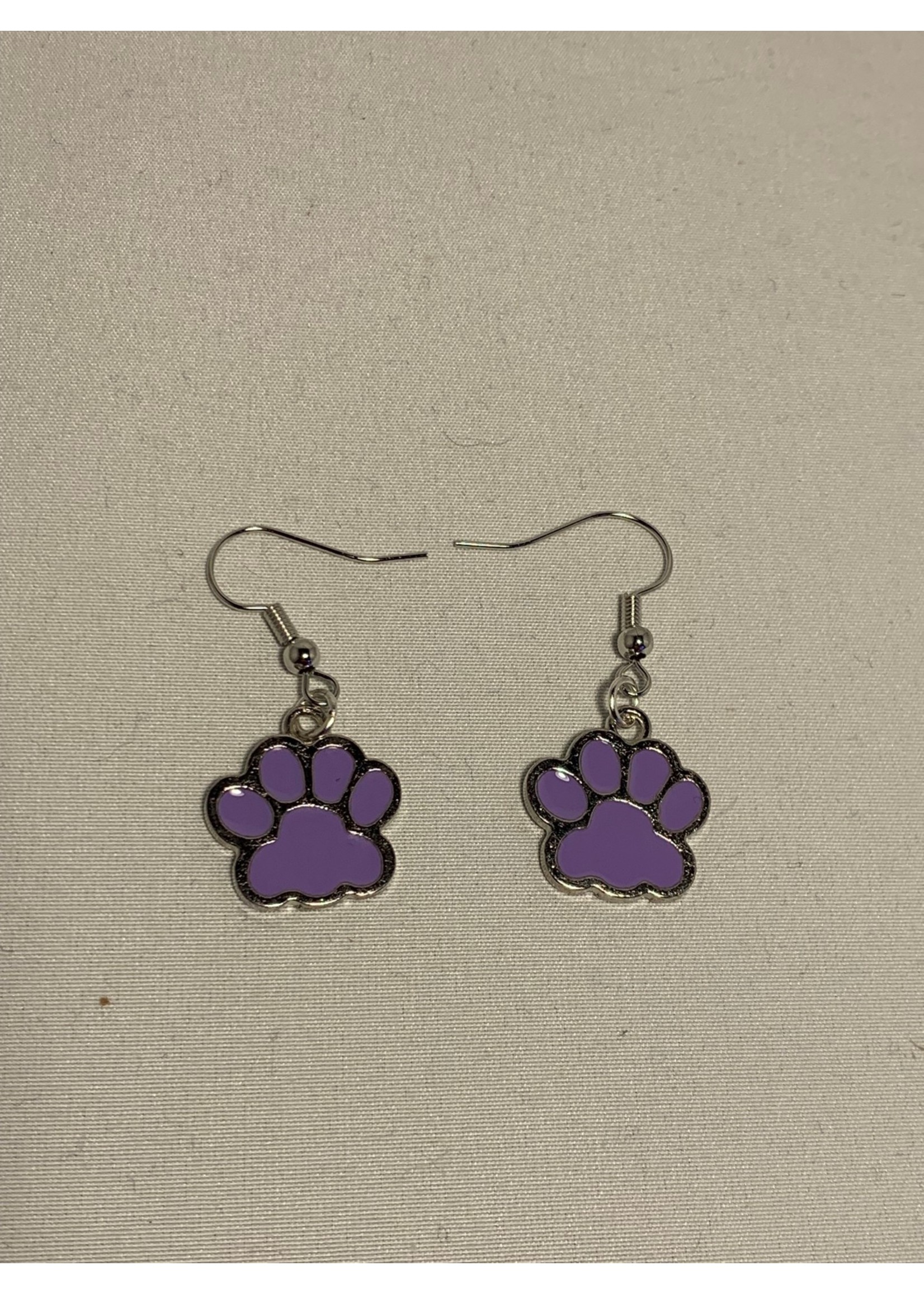 Earrings Purple Paw Prints