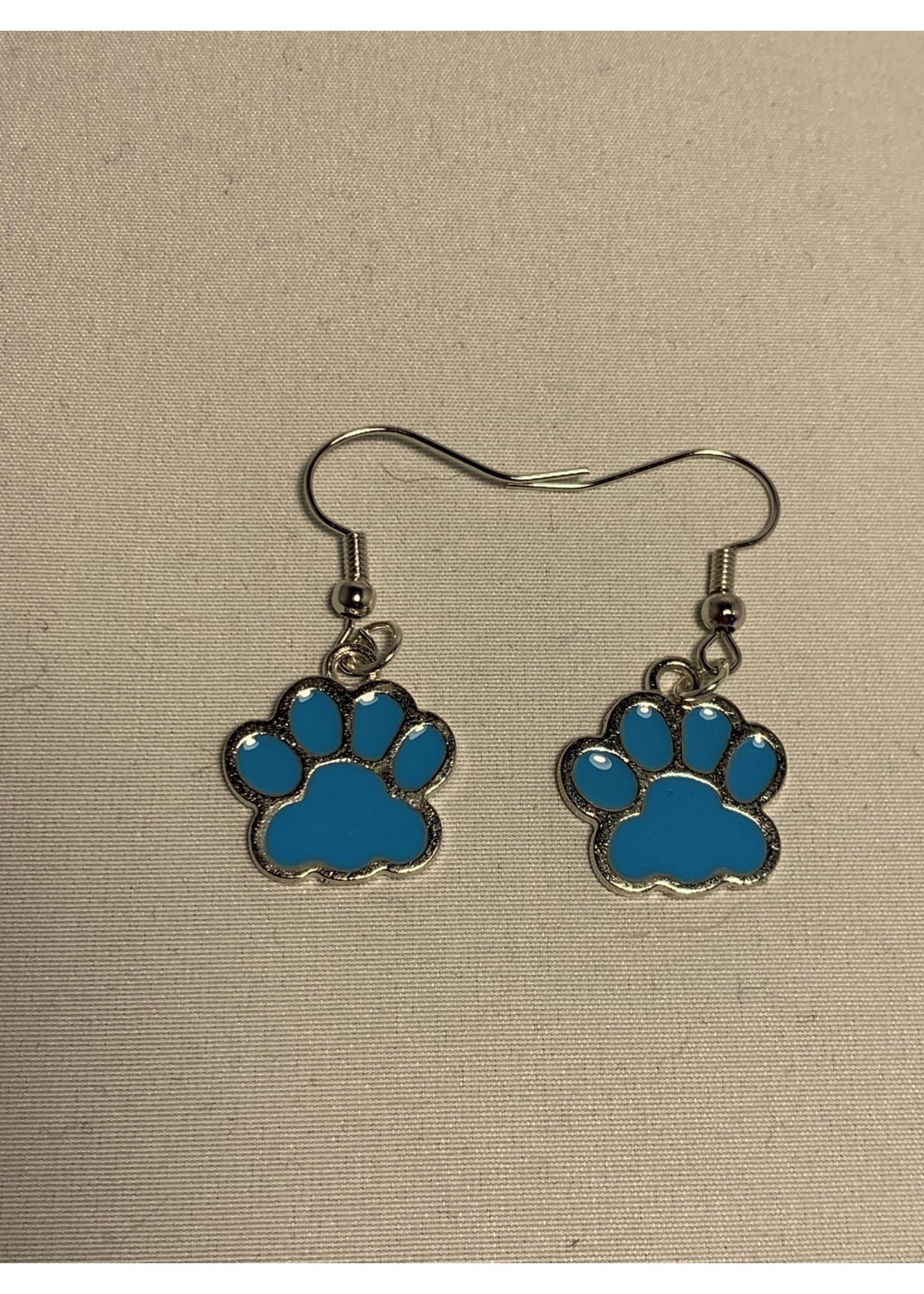 Earrings Blue Paw Prints