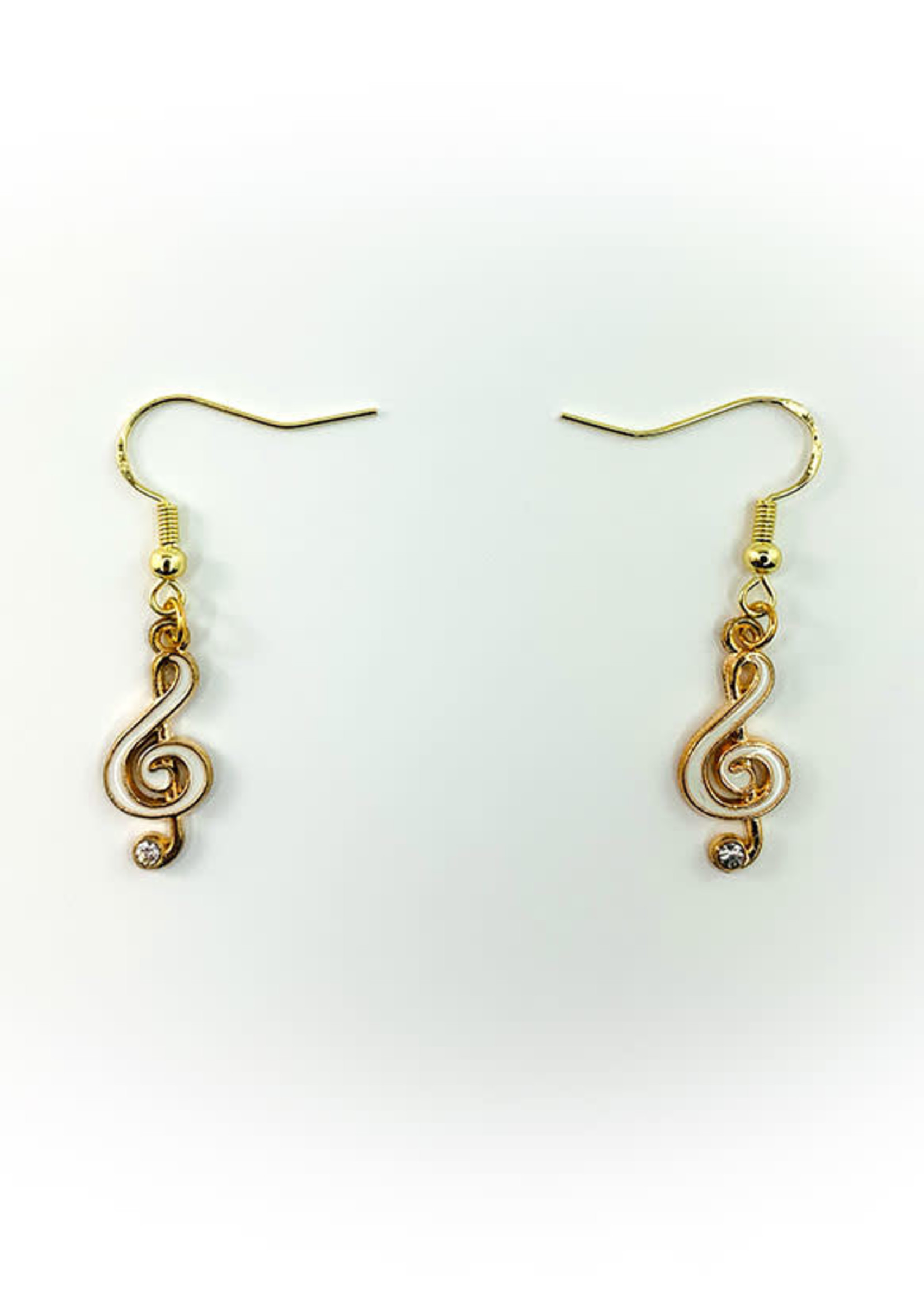Earrings White Music Note with Jewel