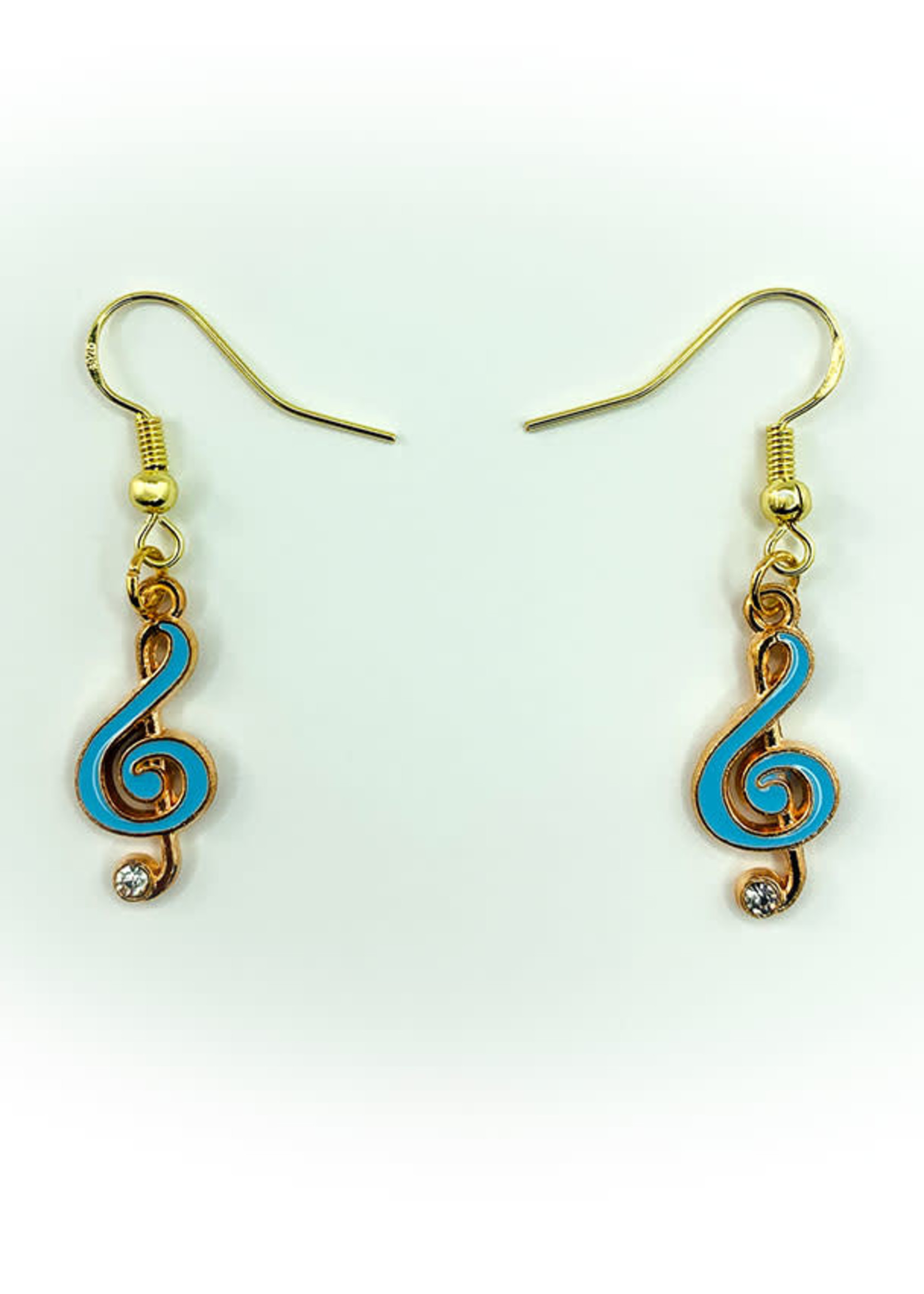 Earrings Blue Music Note with Jewel