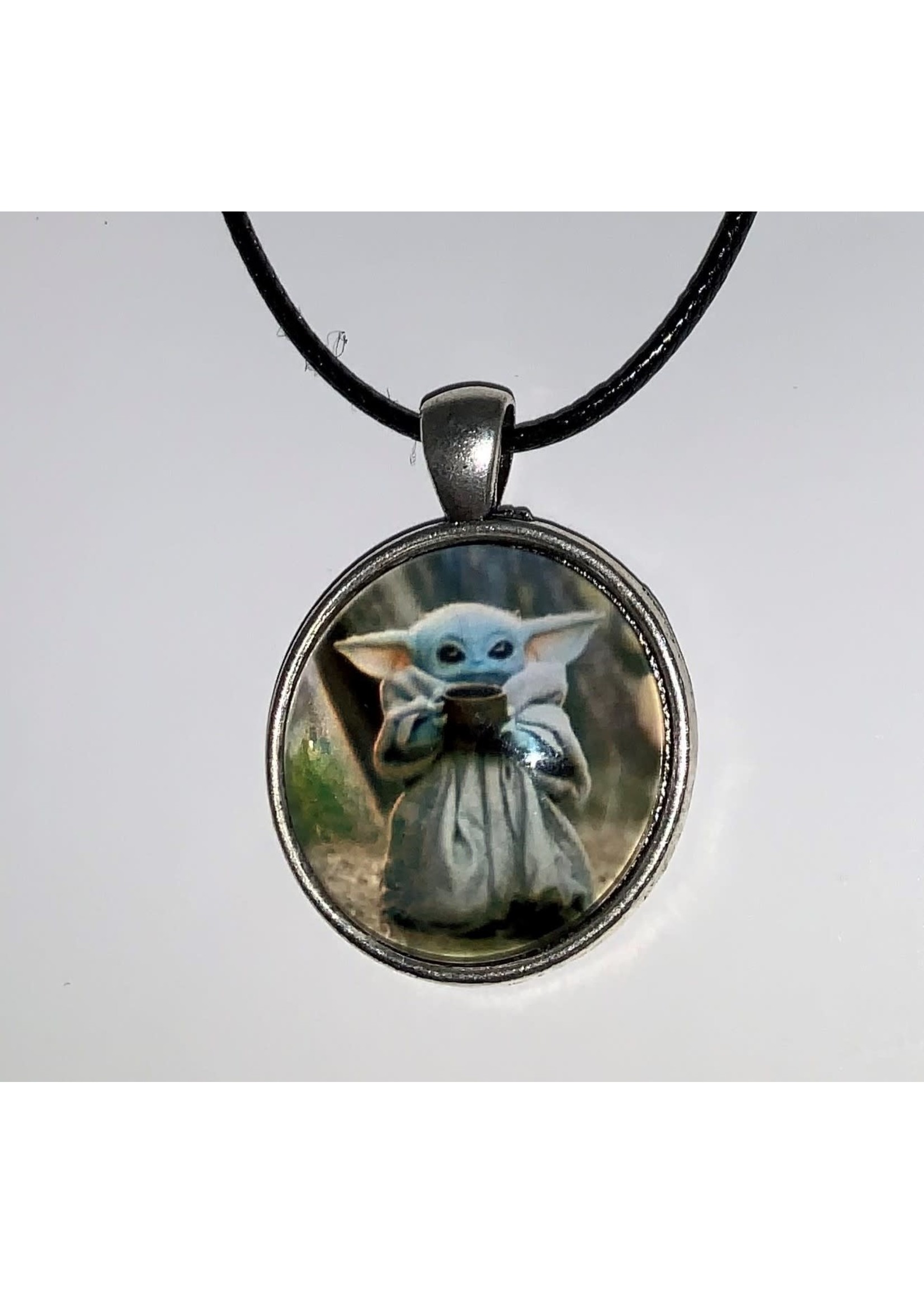 Cabochon Necklace Yoda in Silver Setting (SOLD)