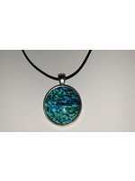 Cabochon Necklace Green & Blue in Silver Setting