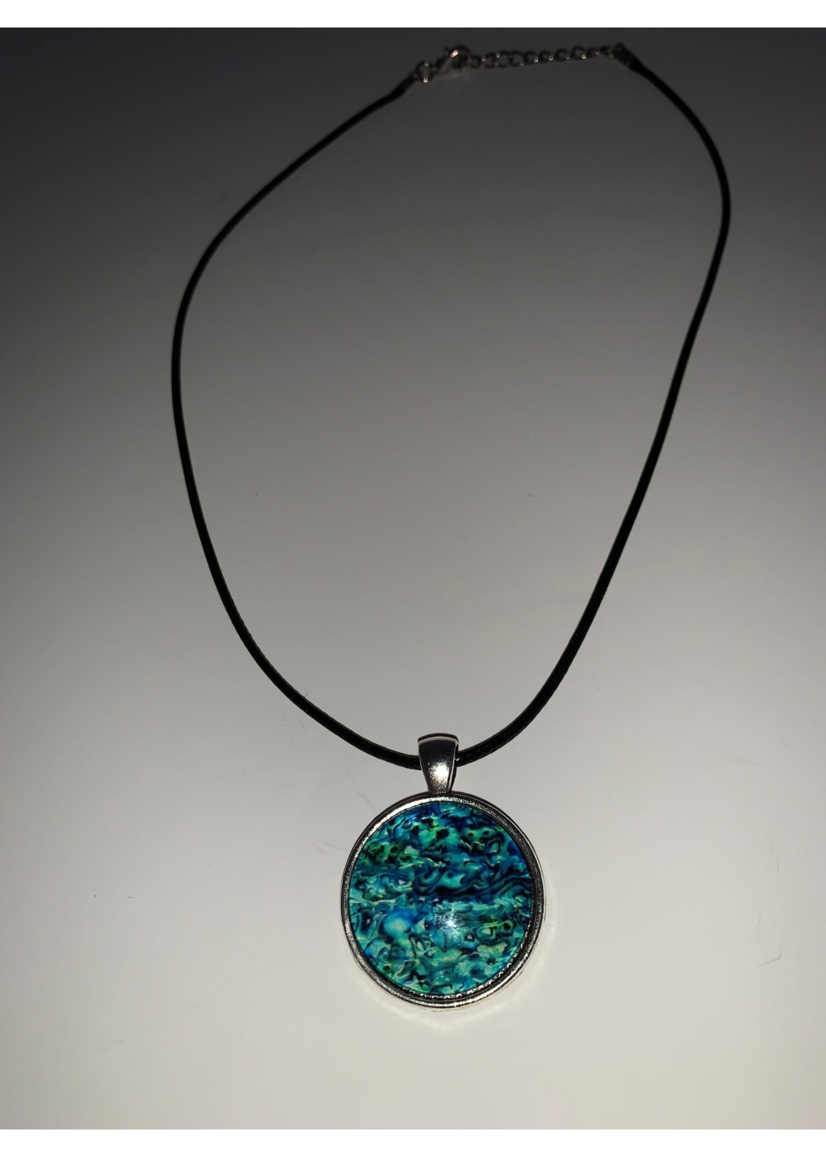 Cabochon Necklace Green & Blue in Silver Setting