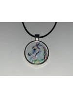 Cabochon Necklace Unicorn in Silver Setting