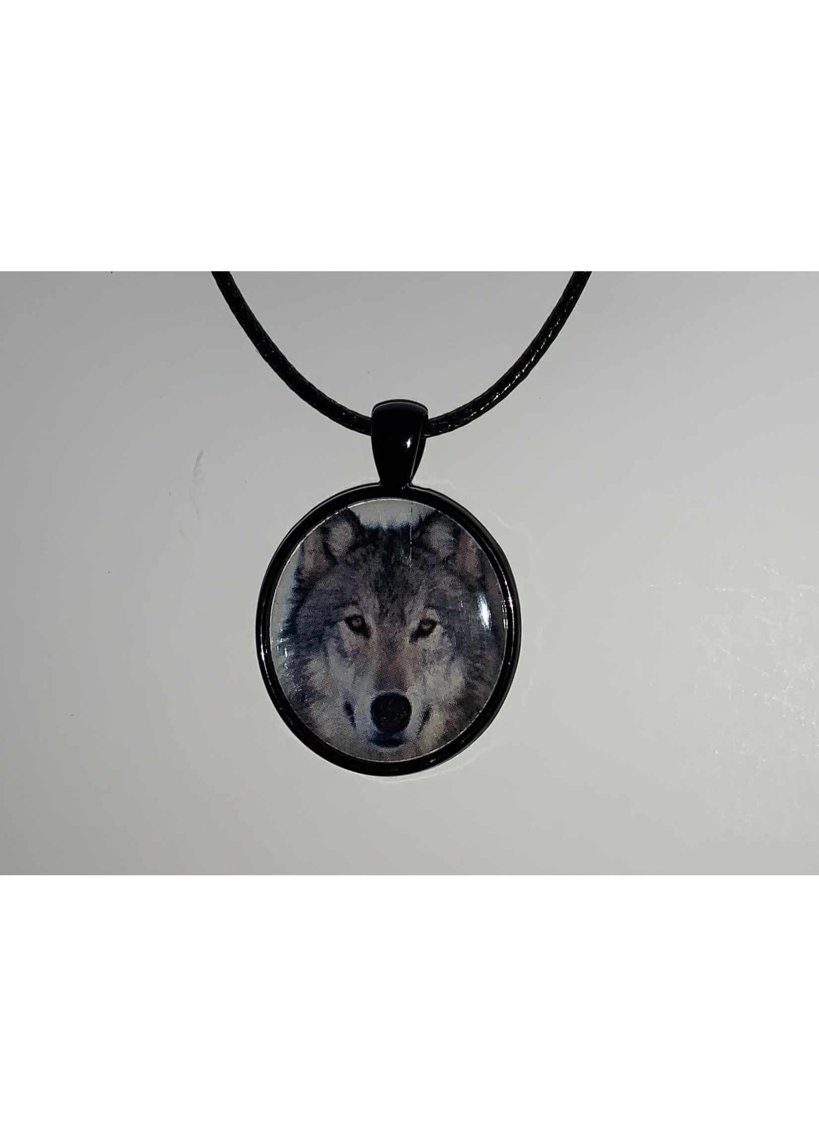 Cabochon Necklace Wolf in Black Setting (SOLD)