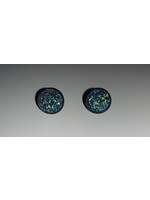 Earrings Small Cabochon Blue Sparkle