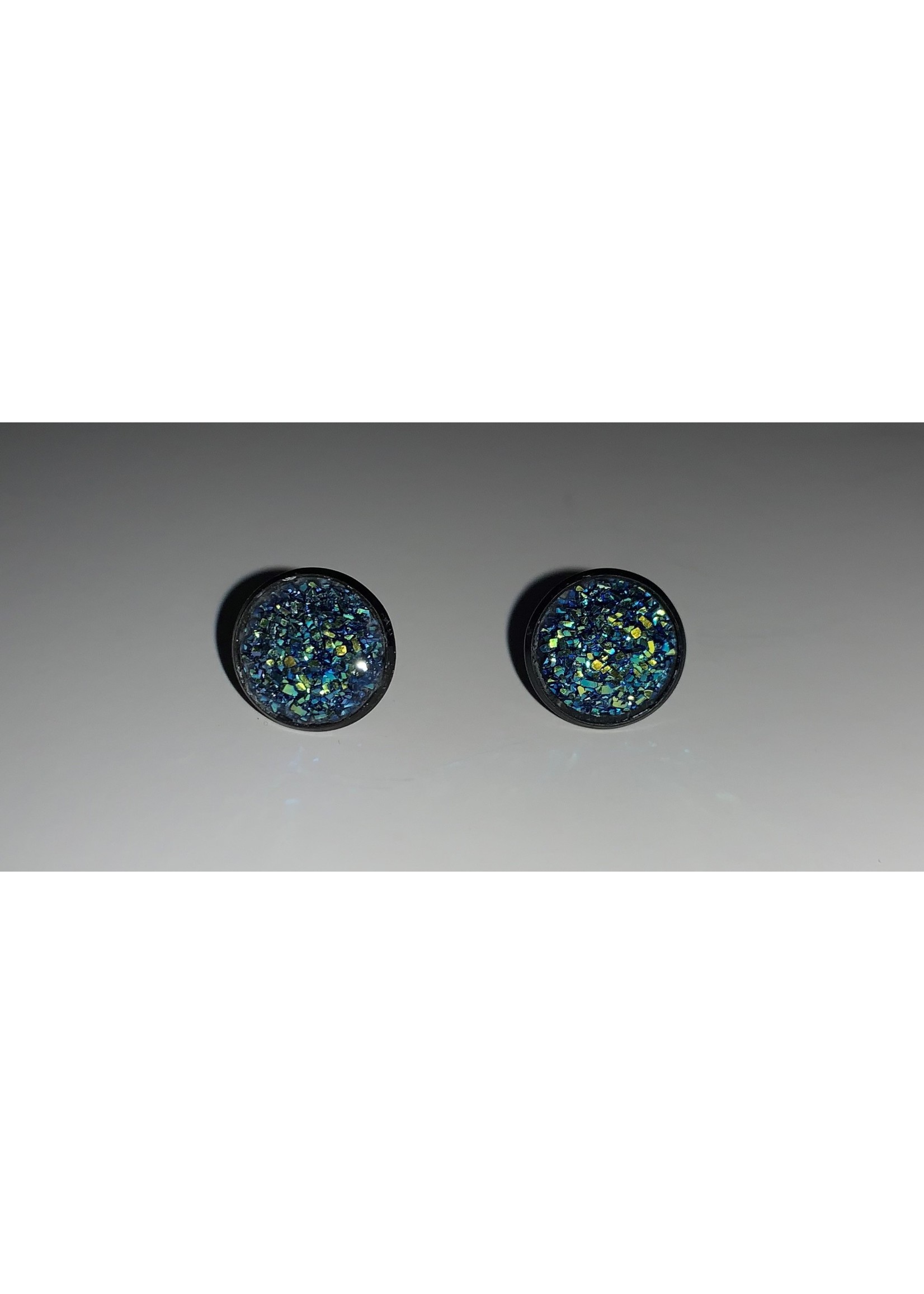 Earrings Small Cabochon Blue Sparkle