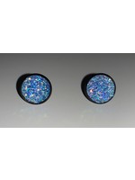 Earrings Small Cabochon Light Blue Sparkle