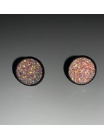 Earrings Small Cabochon Light Pink Sparkle