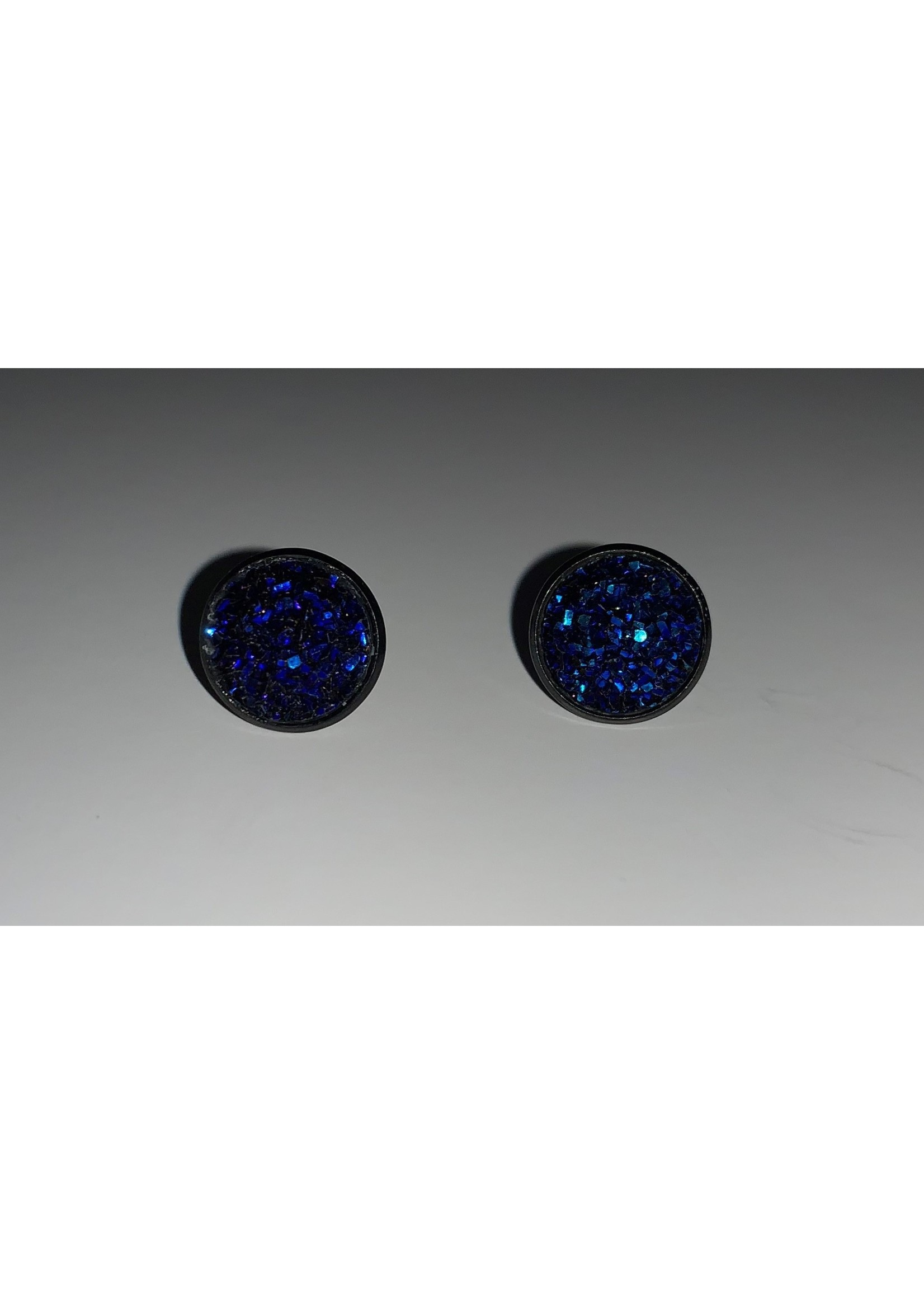 Earrings Small Cabochon Navy Sparkle