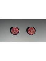 Earrings Small Cabochon Red Sparkle