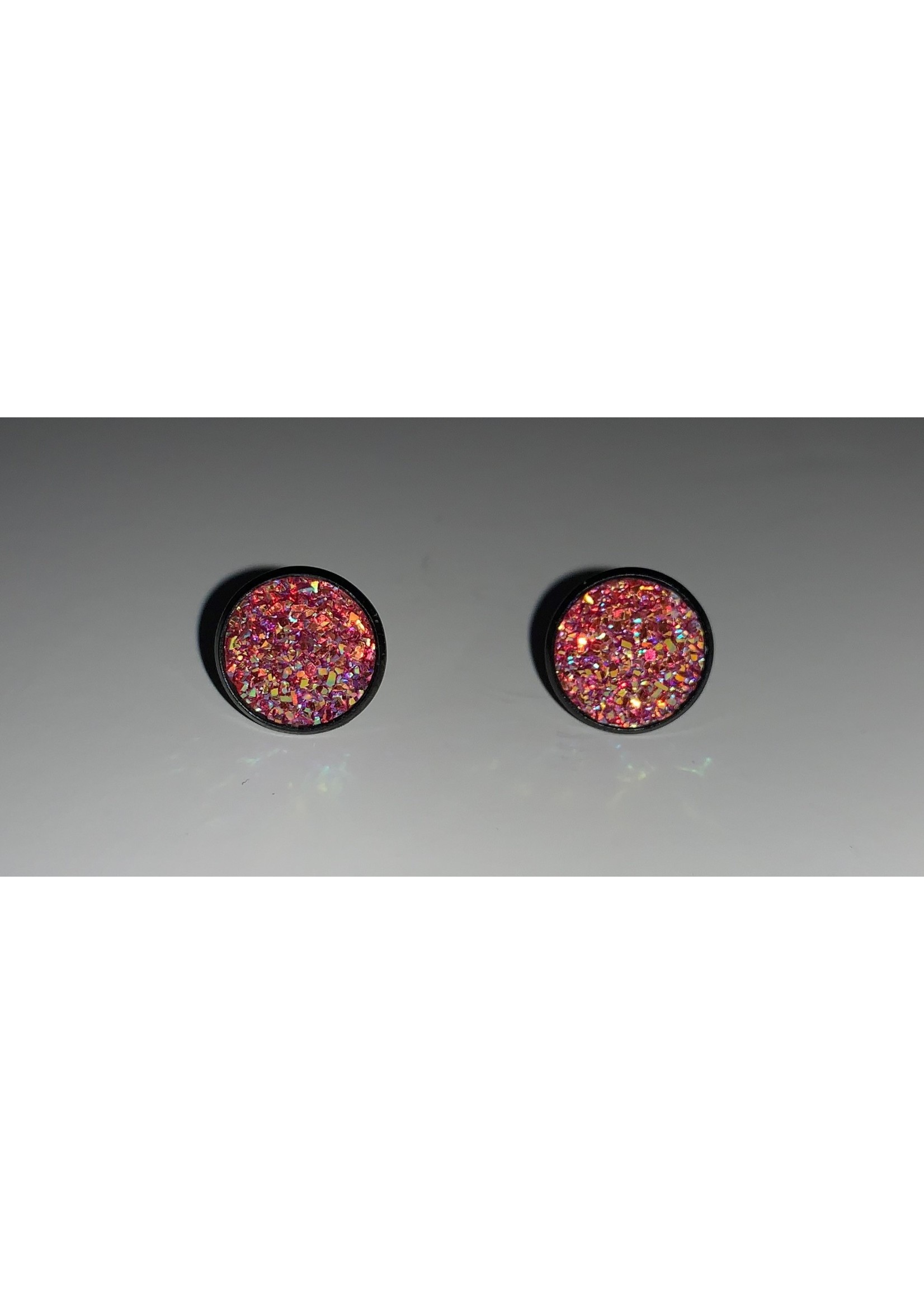 Earrings Small Cabochon Red Sparkle