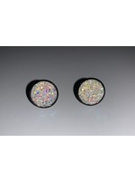 Earrings Small Cabochon White Sparkle