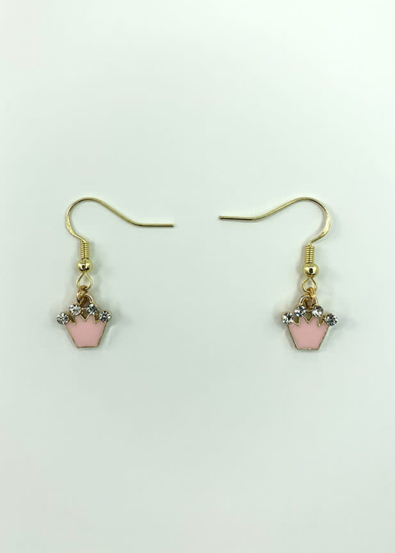 Earrings Pink Crown with Jewels