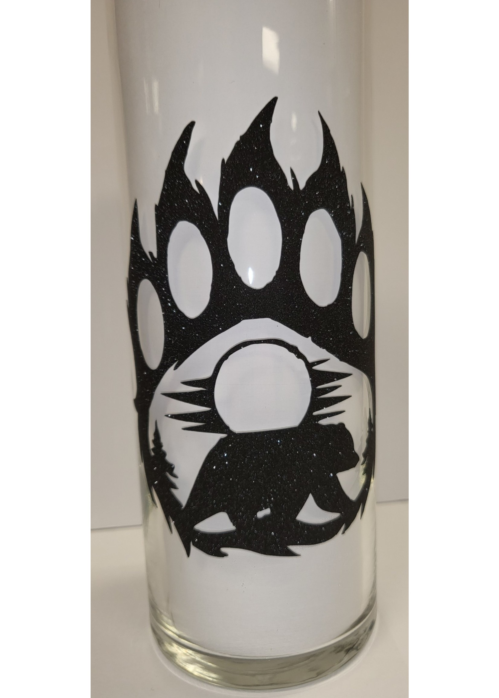 Sparkle Bear Paw Black Vase