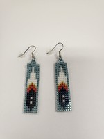 Beaded Earrings - Turquoise with Feather (SOLD)
