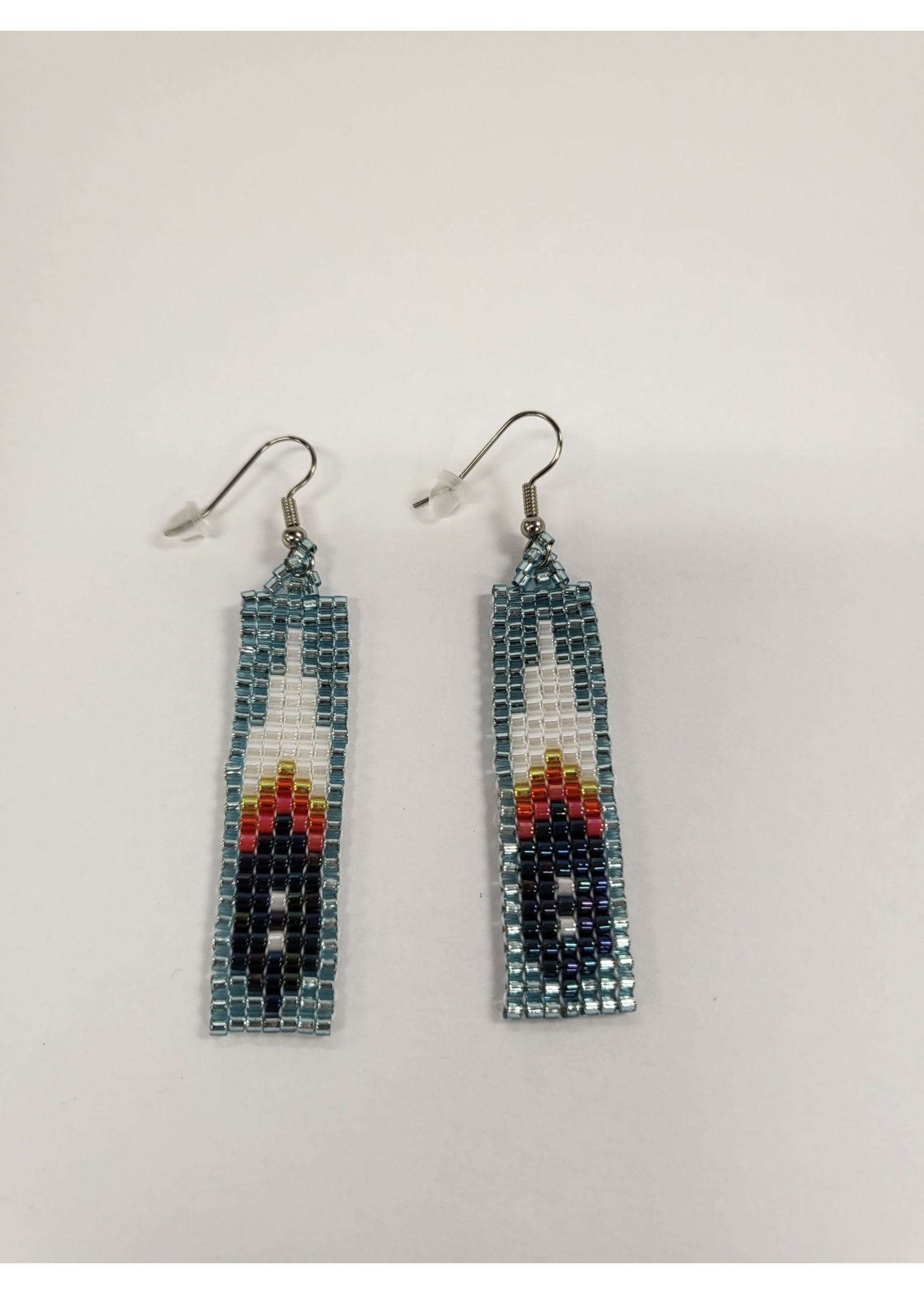 Beaded Earrings - Turquoise with Feather (SOLD)
