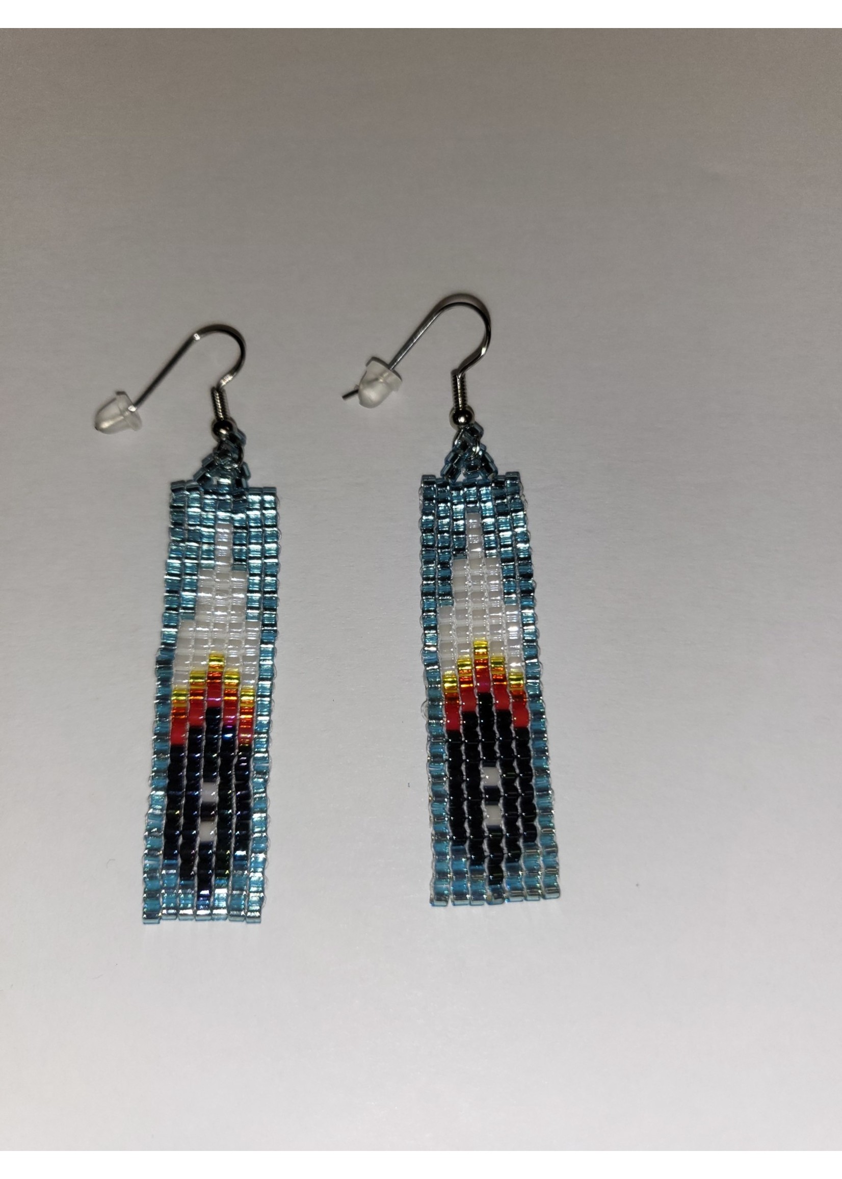 Beaded Earrings - Turquoise with Feather (SOLD)