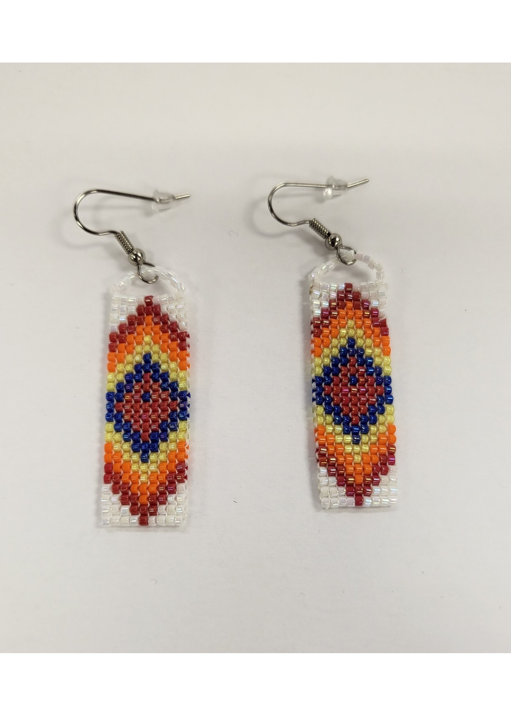 Beaded Earrings - White/Red/Orange/Yellow/Blue/Red (SOLD)