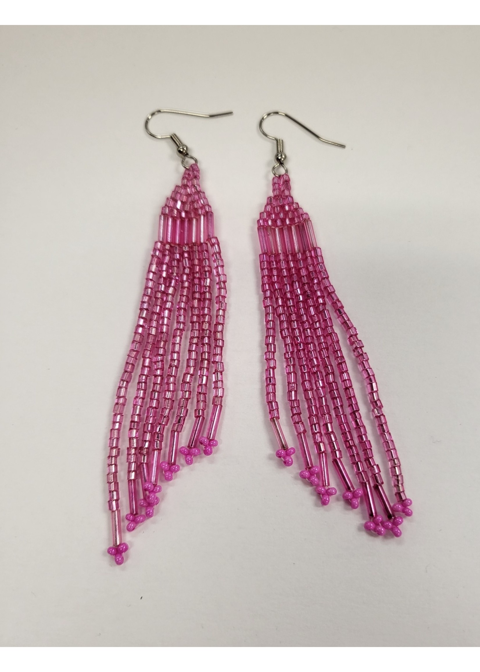 Beaded Earrings Pink Tassel (SOLD)