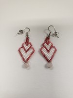 Beaded Earrings Red and White Hearts (SOLD)