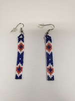 Beaded Earrings - Blue, White and Red (SOLD)