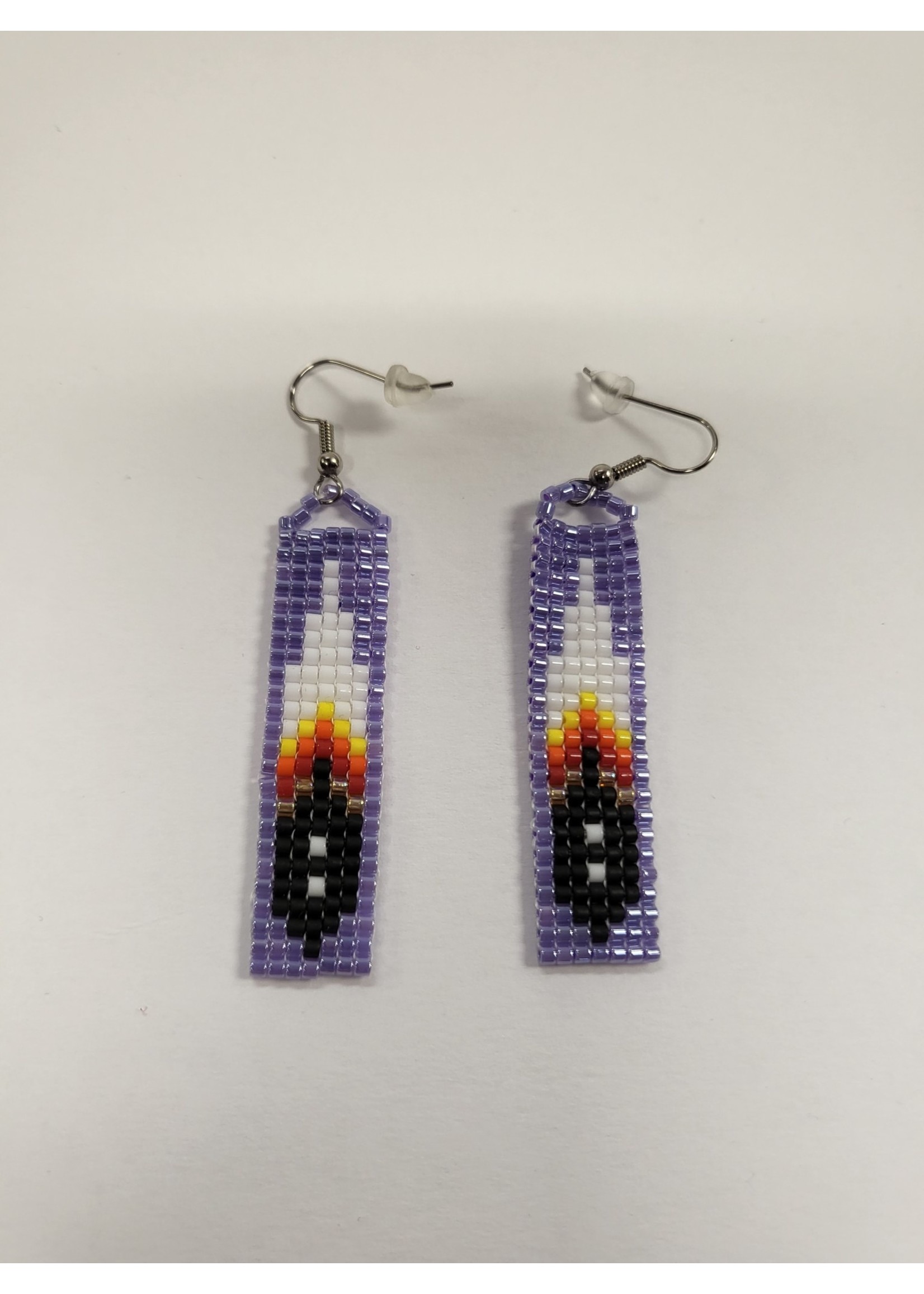 Beaded Earrings - Purple with Feather (SOLD)