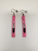 Beaded Earrings Pink with Feather (SOLD)