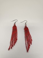 Beaded Earrings Red Tassel (SOLD)