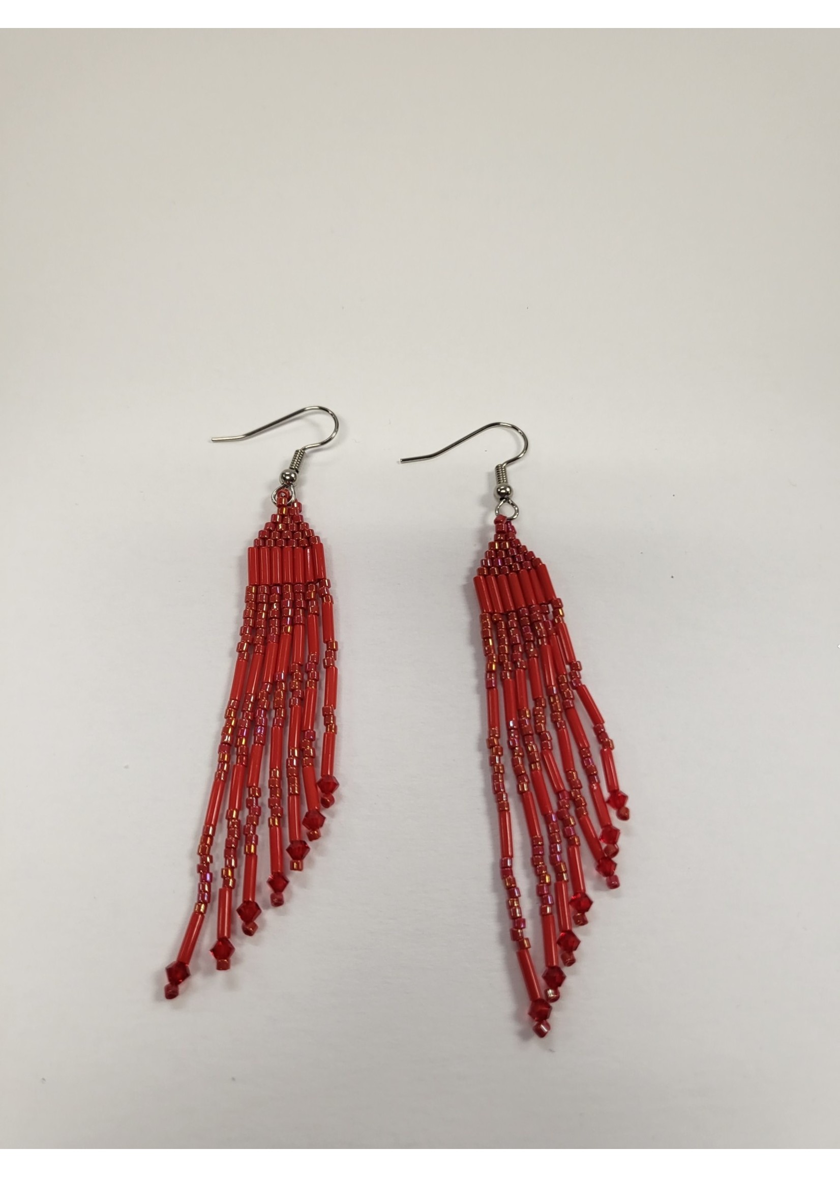 Beaded Earrings Red Tassel (SOLD)