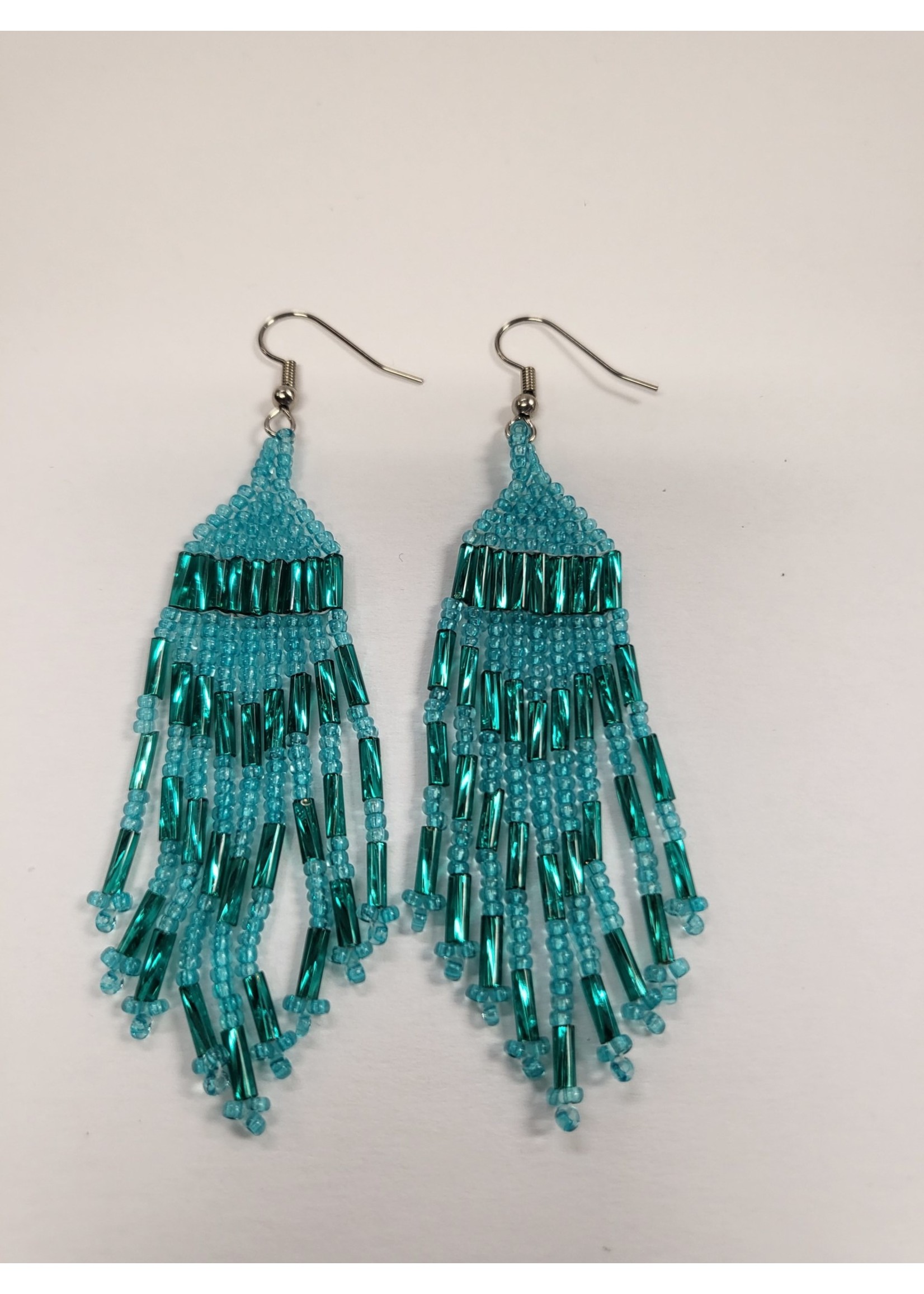 Beaded Earrings Turquoise Tassel (SOLD)