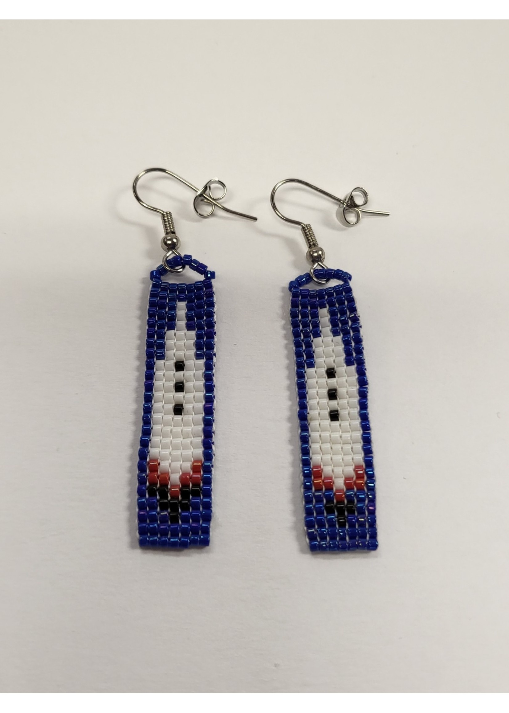 Beaded Earrings Dark Blue with Feather (SOLD)